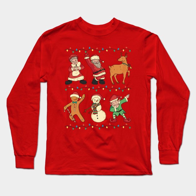 Dancing Christmas Characters // Dabbing Flossing Santa, Mrs Claus, Rudolph & more Long Sleeve T-Shirt by SLAG_Creative